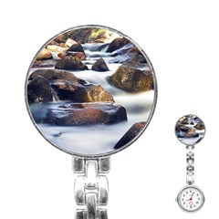 River Nature Stream Brook Water Rocks Landscape Stainless Steel Nurses Watch by danenraven