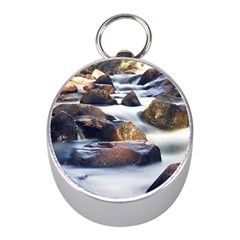 River Nature Stream Brook Water Rocks Landscape Mini Silver Compasses by danenraven