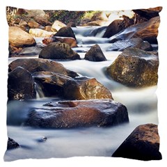 River Nature Stream Brook Water Rocks Landscape Large Flano Cushion Case (one Side) by danenraven