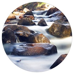 River Nature Stream Brook Water Rocks Landscape Round Trivet by danenraven