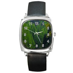 Forest Scenery Nature Trees Woods Square Metal Watch by danenraven