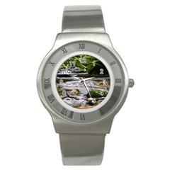 Bach Water Landscape Nature Forest Summer Sun Stainless Steel Watch by danenraven