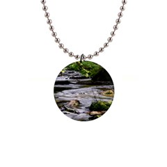 Bach Water Landscape Nature Forest Summer Sun 1  Button Necklace by danenraven