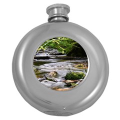 Bach Water Landscape Nature Forest Summer Sun Round Hip Flask (5 Oz) by danenraven