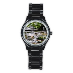 Bach Water Landscape Nature Forest Summer Sun Stainless Steel Round Watch by danenraven