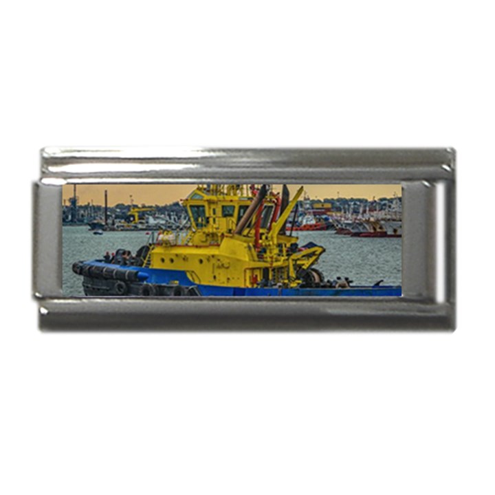 Tugboat Sailing At River, Montevideo, Uruguay Superlink Italian Charm (9mm)