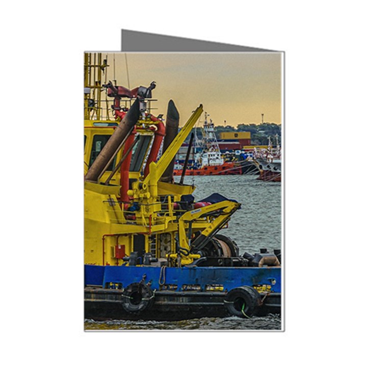 Tugboat Sailing At River, Montevideo, Uruguay Mini Greeting Cards (Pkg of 8)