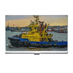 Tugboat Sailing At River, Montevideo, Uruguay Business Card Holder