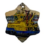 Tugboat Sailing At River, Montevideo, Uruguay Ornament (Snowflake) Front