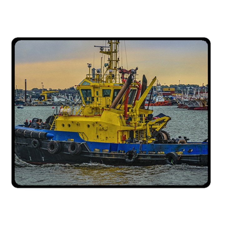 Tugboat Sailing At River, Montevideo, Uruguay Double Sided Fleece Blanket (Small) 