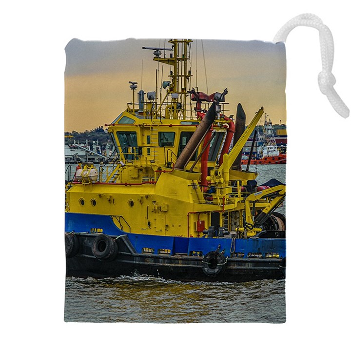 Tugboat Sailing At River, Montevideo, Uruguay Drawstring Pouch (5XL)