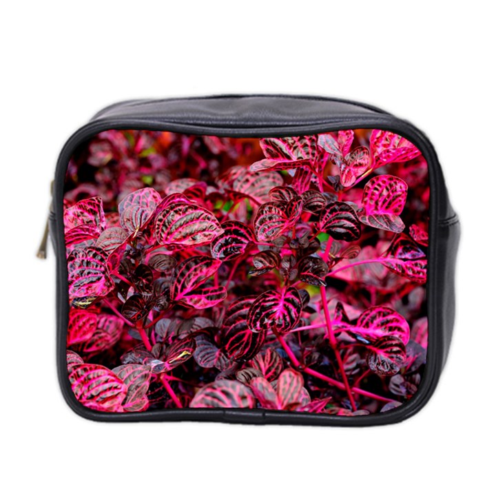 Red Leaves Plant Nature Leaves Flora Foliage Mini Toiletries Bag (Two Sides)