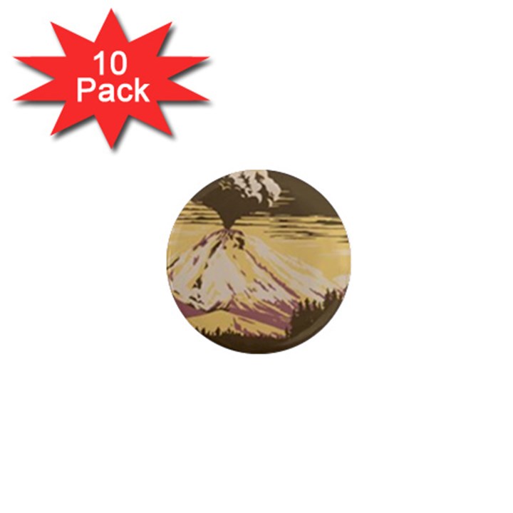 Boom Eruption Forest Mountain News Scary Volcano 1  Mini Magnet (10 pack) 