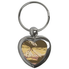 Boom Eruption Forest Mountain News Scary Volcano Key Chain (heart) by danenraven