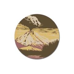 Boom Eruption Forest Mountain News Scary Volcano Magnet 3  (round) by danenraven