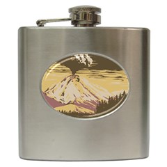 Boom Eruption Forest Mountain News Scary Volcano Hip Flask (6 Oz) by danenraven