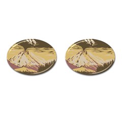 Boom Eruption Forest Mountain News Scary Volcano Cufflinks (oval) by danenraven