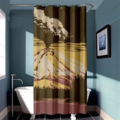 Boom Eruption Forest Mountain News Scary Volcano Shower Curtain 36  X 72  (stall)  by danenraven