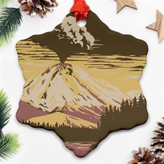 Boom Eruption Forest Mountain News Scary Volcano Ornament (snowflake) by danenraven