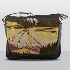 Boom Eruption Forest Mountain News Scary Volcano Messenger Bag by danenraven