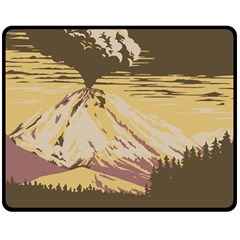 Boom Eruption Forest Mountain News Scary Volcano Double Sided Fleece Blanket (medium)  by danenraven