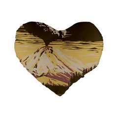 Boom Eruption Forest Mountain News Scary Volcano Standard 16  Premium Flano Heart Shape Cushions by danenraven