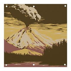 Boom Eruption Forest Mountain News Scary Volcano Banner And Sign 3  X 3 