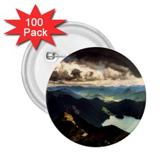 Mountains Sky Clouds Sunset Peak Overlook River 2 25  Buttons (100 Pack)  by danenraven