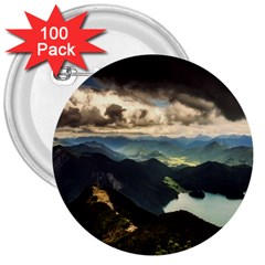 Mountains Sky Clouds Sunset Peak Overlook River 3  Buttons (100 Pack)  by danenraven