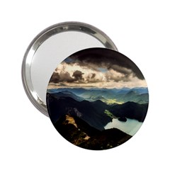 Mountains Sky Clouds Sunset Peak Overlook River 2 25  Handbag Mirrors by danenraven