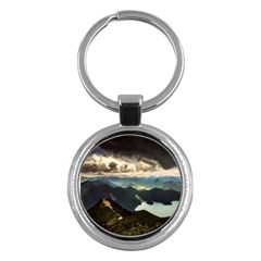 Mountains Sky Clouds Sunset Peak Overlook River Key Chain (round) by danenraven