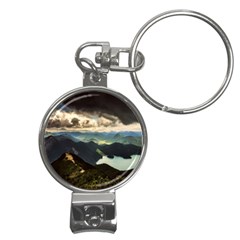 Mountains Sky Clouds Sunset Peak Overlook River Nail Clippers Key Chain