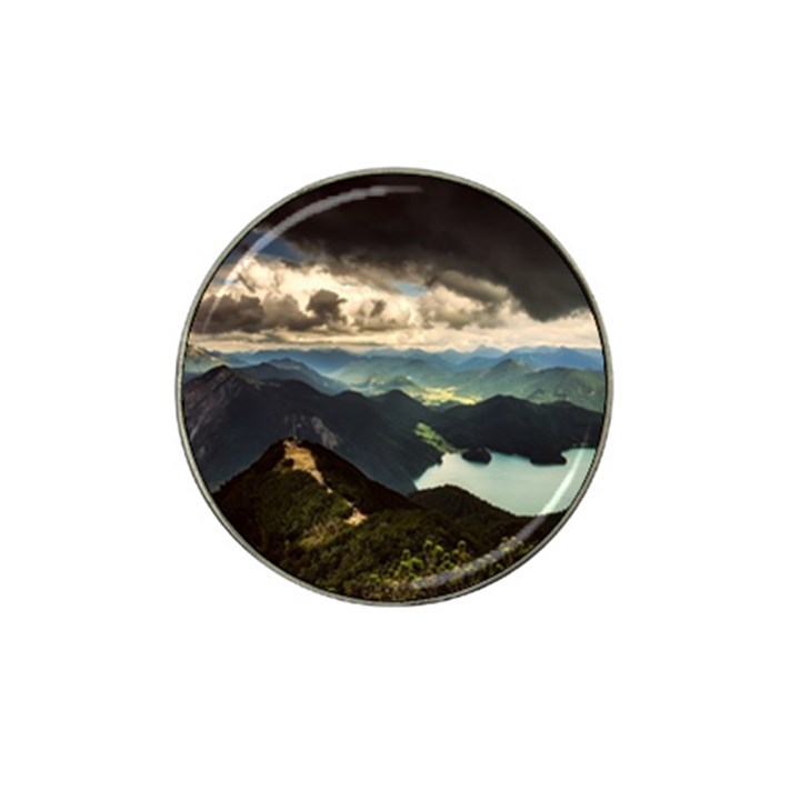 Mountains Sky Clouds Sunset Peak Overlook River Hat Clip Ball Marker