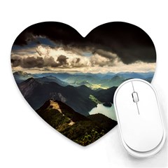 Mountains Sky Clouds Sunset Peak Overlook River Heart Mousepad by danenraven