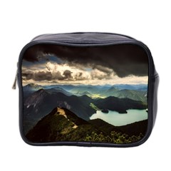 Mountains Sky Clouds Sunset Peak Overlook River Mini Toiletries Bag (two Sides) by danenraven