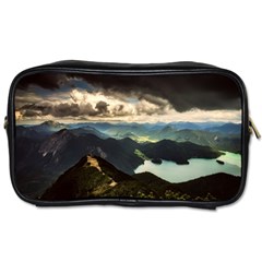 Mountains Sky Clouds Sunset Peak Overlook River Toiletries Bag (one Side) by danenraven