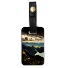 Mountains Sky Clouds Sunset Peak Overlook River Luggage Tag (one Side) by danenraven