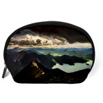 Mountains Sky Clouds Sunset Peak Overlook River Accessory Pouch (Large) Back