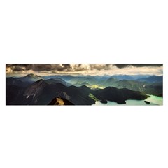 Mountains Sky Clouds Sunset Peak Overlook River Oblong Satin Scarf (16  X 60 ) by danenraven