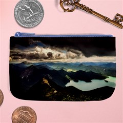 Mountains Sky Clouds Sunset Peak Overlook River Large Coin Purse by danenraven