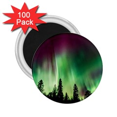 Aurora Borealis Northern Lights Forest Trees Woods 2 25  Magnets (100 Pack)  by danenraven