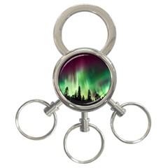 Aurora Borealis Northern Lights Forest Trees Woods 3-ring Key Chain by danenraven