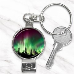 Aurora Borealis Northern Lights Forest Trees Woods Nail Clippers Key Chain by danenraven