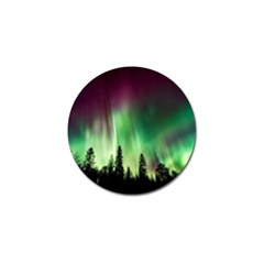 Aurora Borealis Northern Lights Forest Trees Woods Golf Ball Marker by danenraven