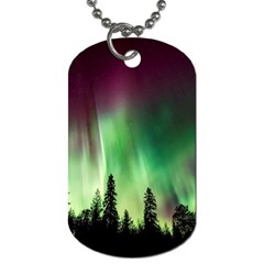 Aurora Borealis Northern Lights Forest Trees Woods Dog Tag (two Sides) by danenraven