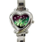 Aurora Borealis Northern Lights Forest Trees Woods Heart Italian Charm Watch Front