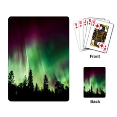 Aurora Borealis Northern Lights Forest Trees Woods Playing Cards Single Design (rectangle) by danenraven