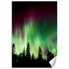 Aurora Borealis Northern Lights Forest Trees Woods Canvas 12  X 18  by danenraven