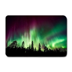 Aurora Borealis Northern Lights Forest Trees Woods Small Doormat by danenraven