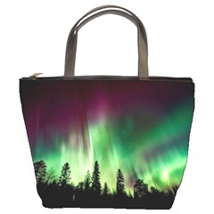 Aurora Borealis Northern Lights Forest Trees Woods Bucket Bag by danenraven